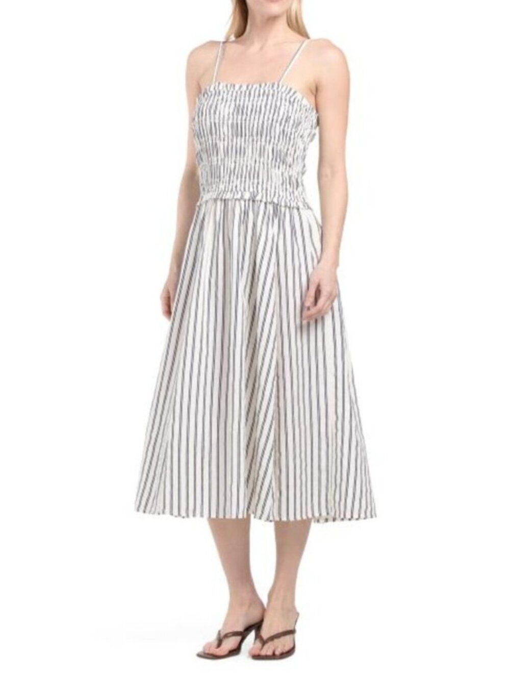 US TOGETHER Smocked Striped Dress